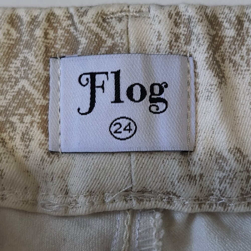 Bevy Flog Dafna Pull On Pant 24 Ivory Geo Faded Diamond Print Skinny Stretch - Picture 3 of 10
